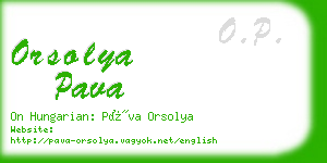 orsolya pava business card